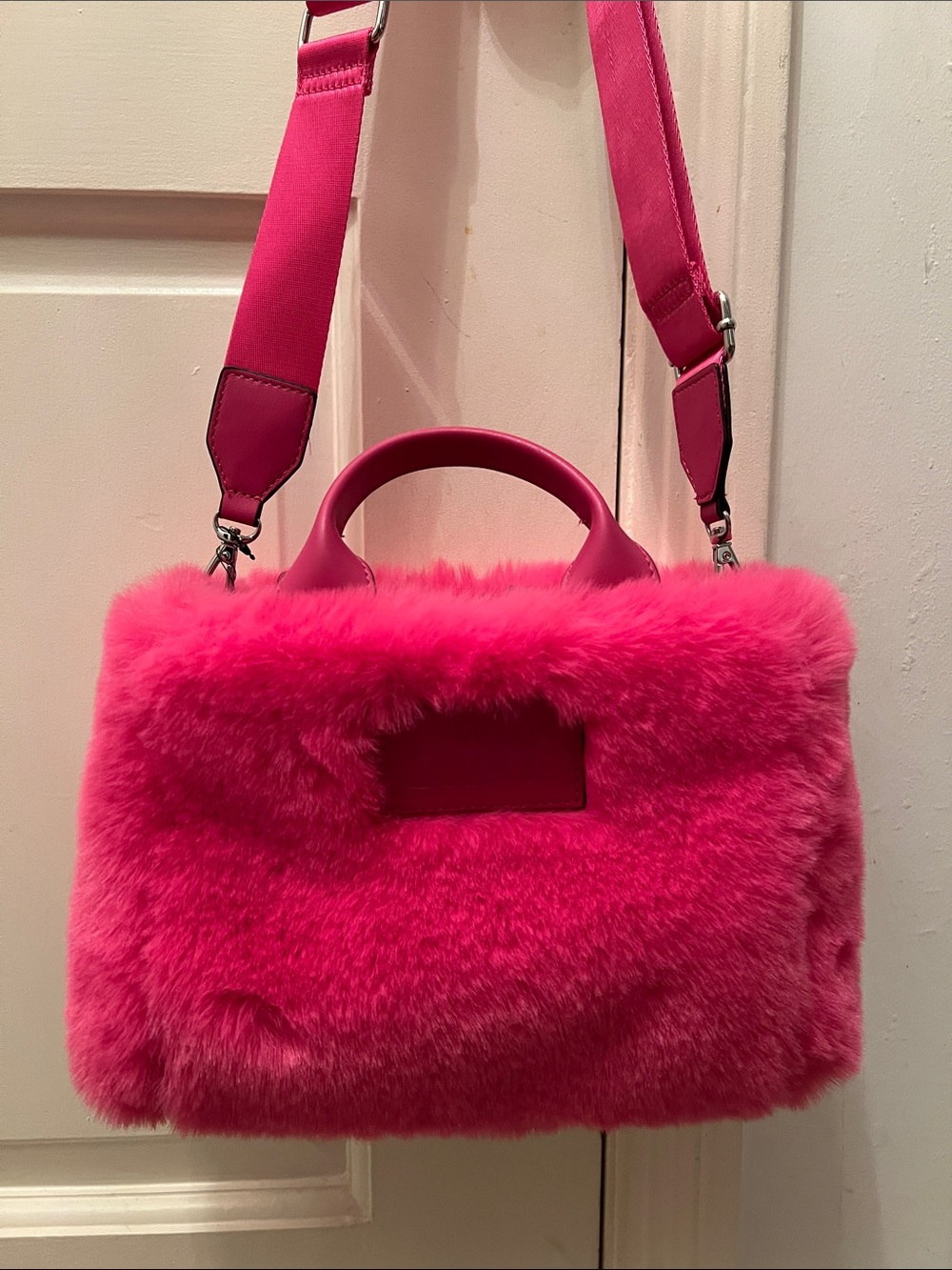NWT DKNY Barbie Pink Faux Fur Hadlee Tote Bag
